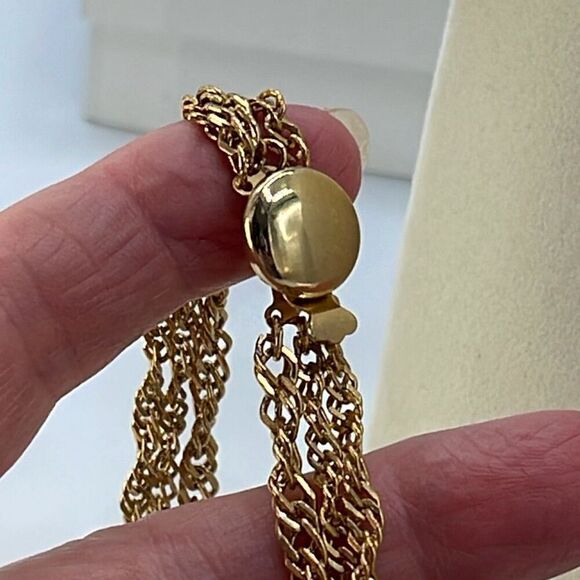 Vintage triple strand twisted flat link chain necklace - Picture 3 of 7